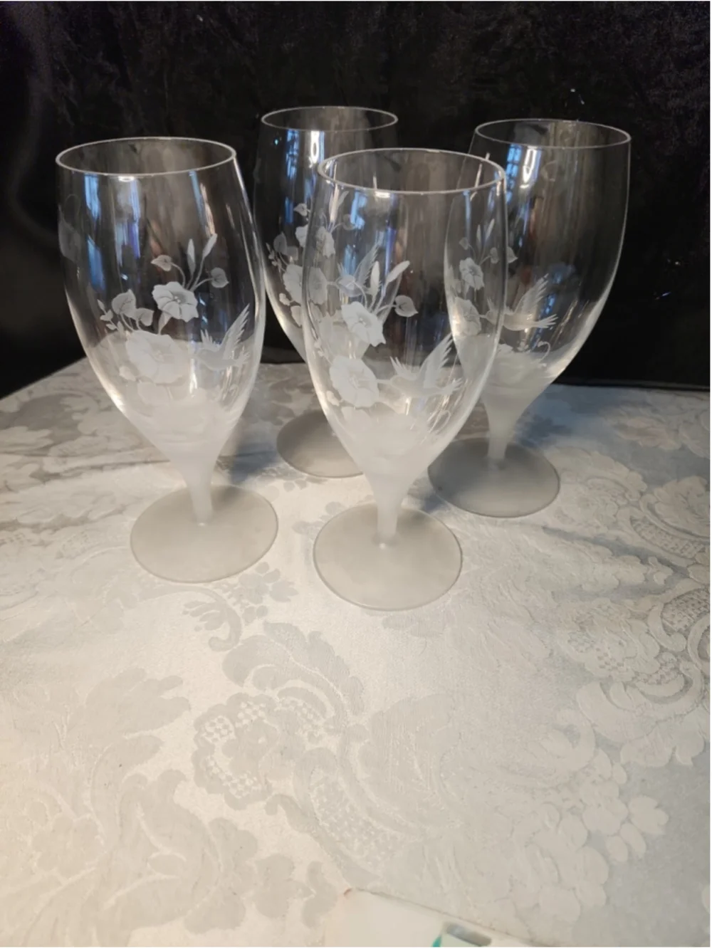 Avon Crystal Goblets, Humming Birds, Made In France, NOS